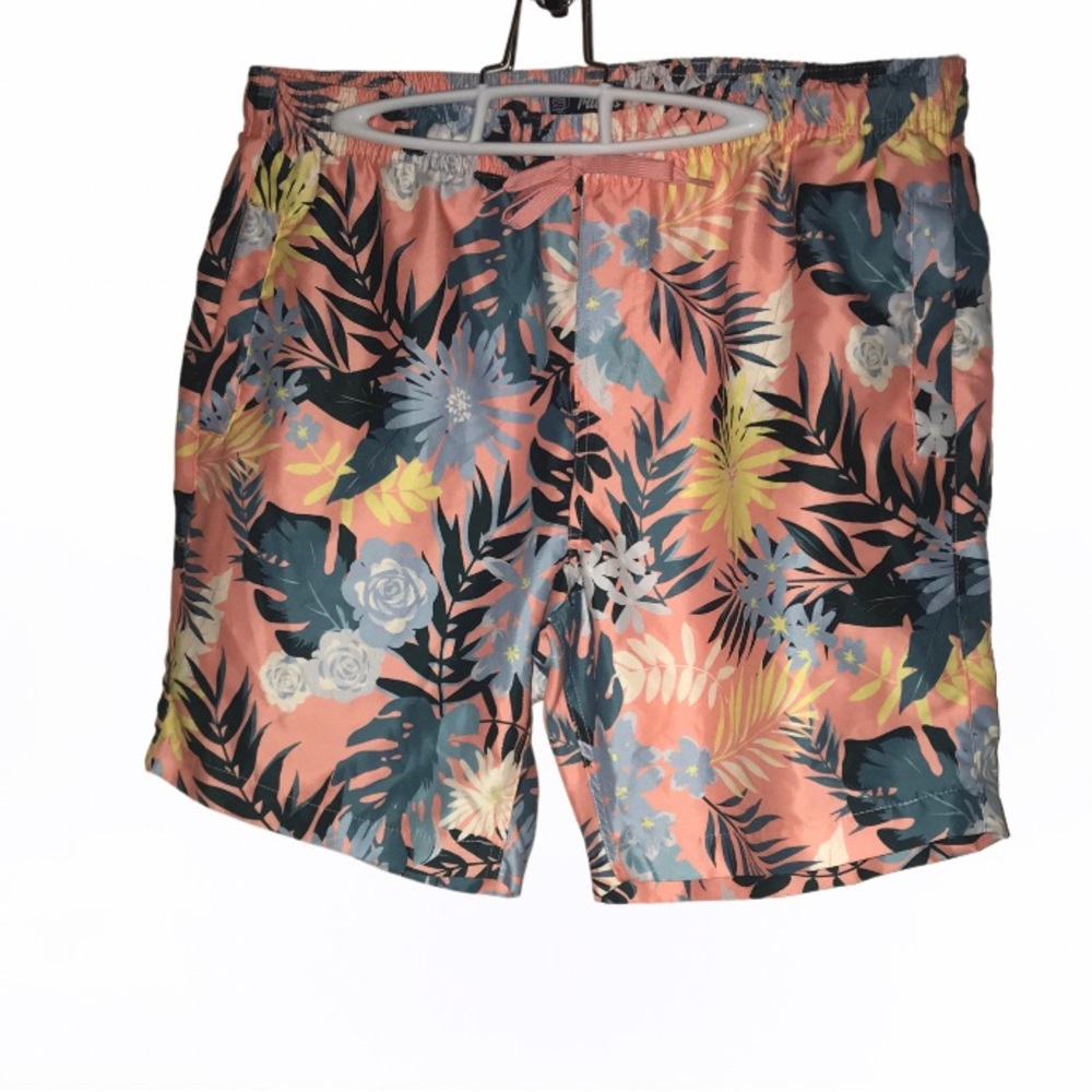 BLUENOTES Tropical XL Stretch Waist Drawstring Swim Trunks